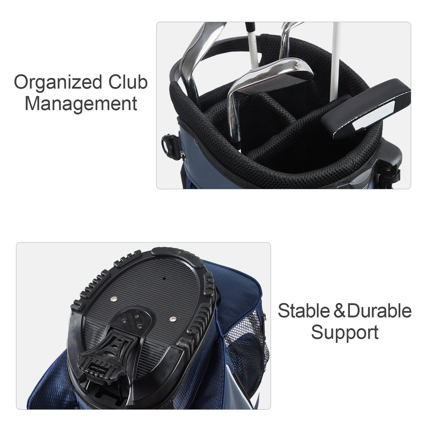 Golf Stand Bag with 4 Way Top Dividers-Blue White