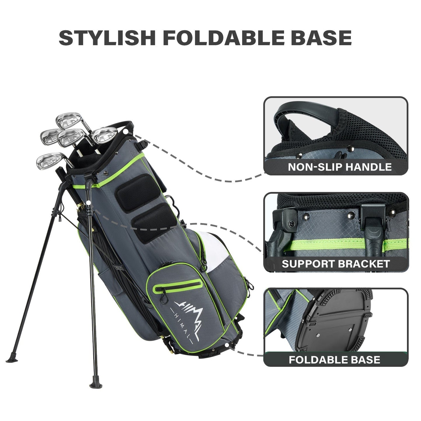 4-Way Golf Stand Bag-Steel Gray White