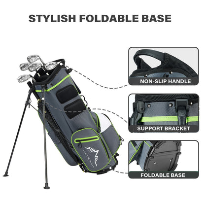 4-Way Golf Stand Bag-Steel Gray White