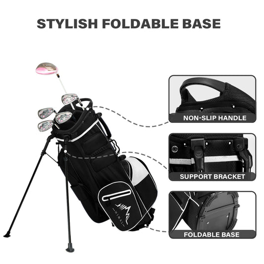 4-Way Golf Stand Bag-Pure Black White