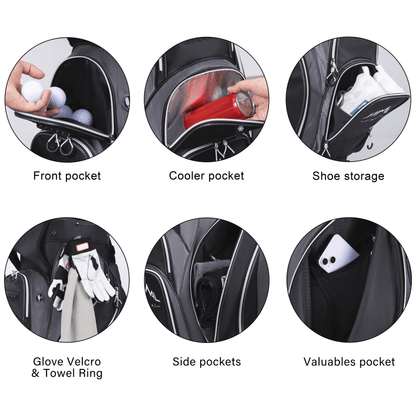 Golf Cart Bag with 14-Way Divider Top-Black Grey