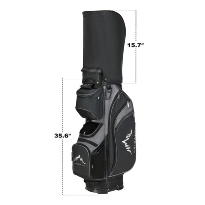 14-Way Golf Cart Bag with Full Length Divider-Black Grey