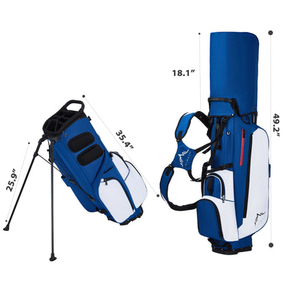 Golf Stand Bag with 8 Way Top Dividers-Blue White