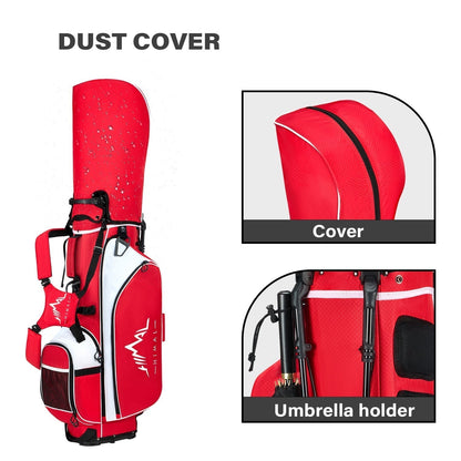 4-Way Golf Stand Bag-Bright Red White