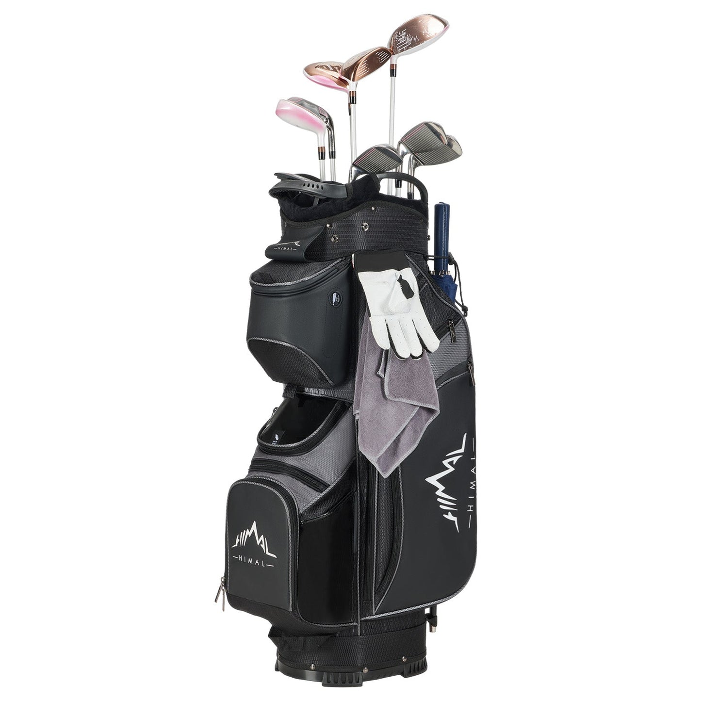 14-Way Golf Cart Bag with Full Length Divider-Black Grey