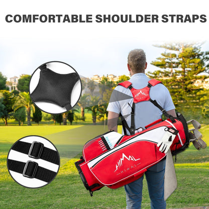 4-Way Golf Stand Bag-Bright Red White