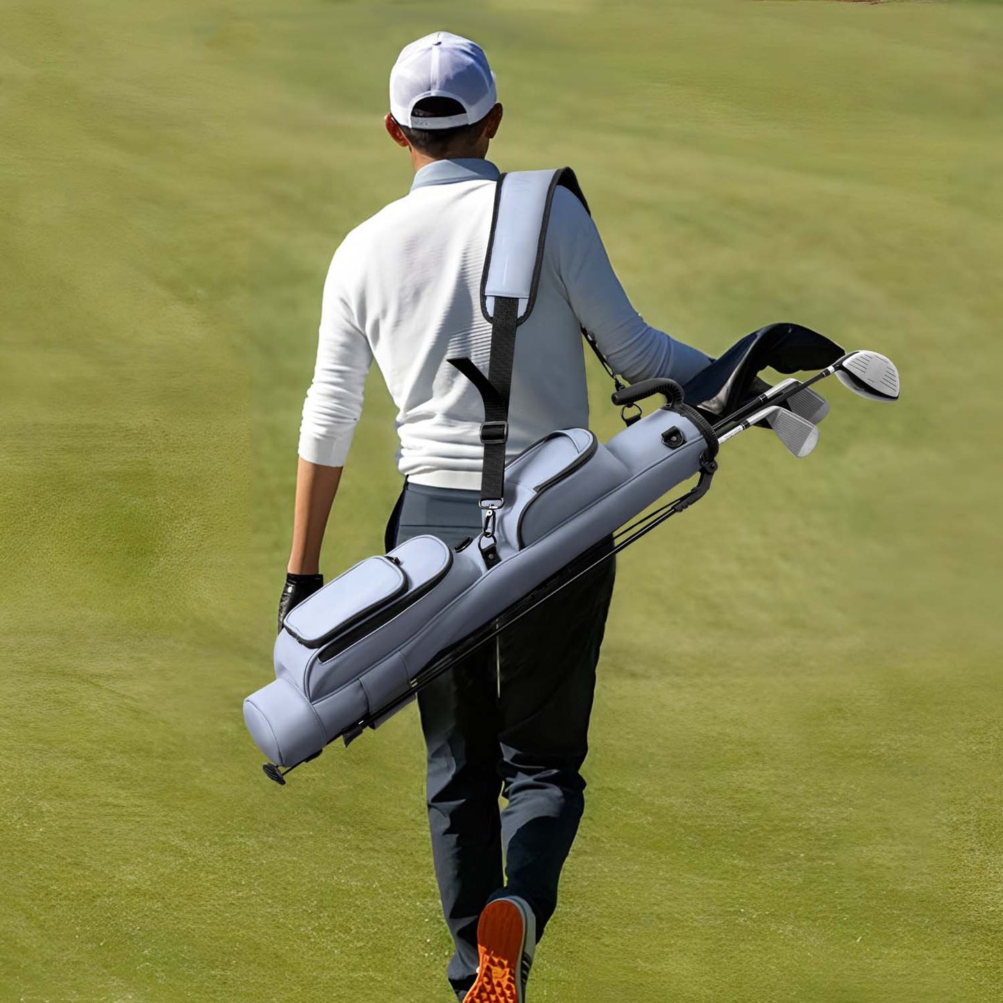 Lightweight Synthetic Leather Golf Stand Bag-Grey