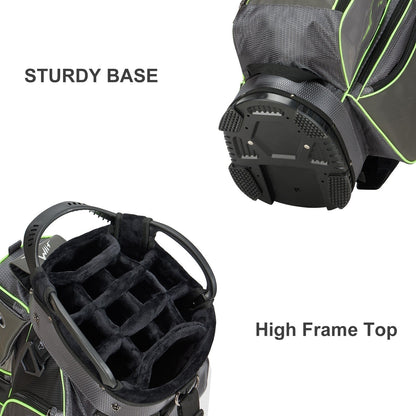 14-Way Golf Cart Bag with Full Length Divider-Grey