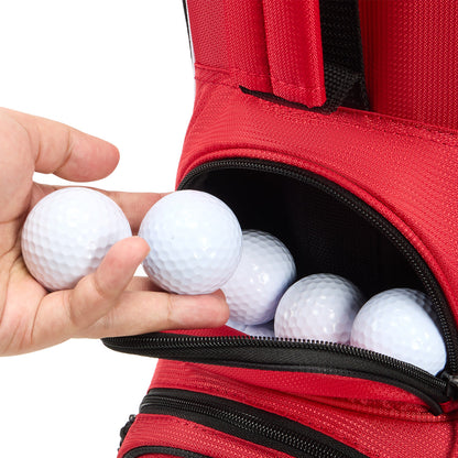 4-Way Full-Length Golf Stand Bag-Bright Red White