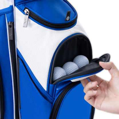 14-Way PU Leather Golf Stand Bag-Royal Blue White