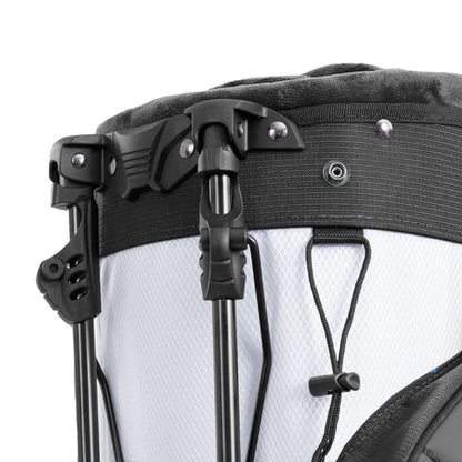 14-Way PU Leather Golf Stand Bag-Pure Black White