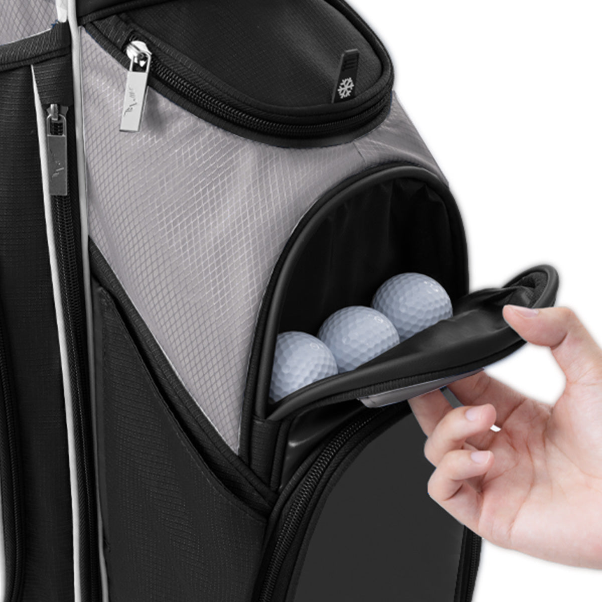 14-Way PU Leather Golf Stand Bag-Pure Black Gray