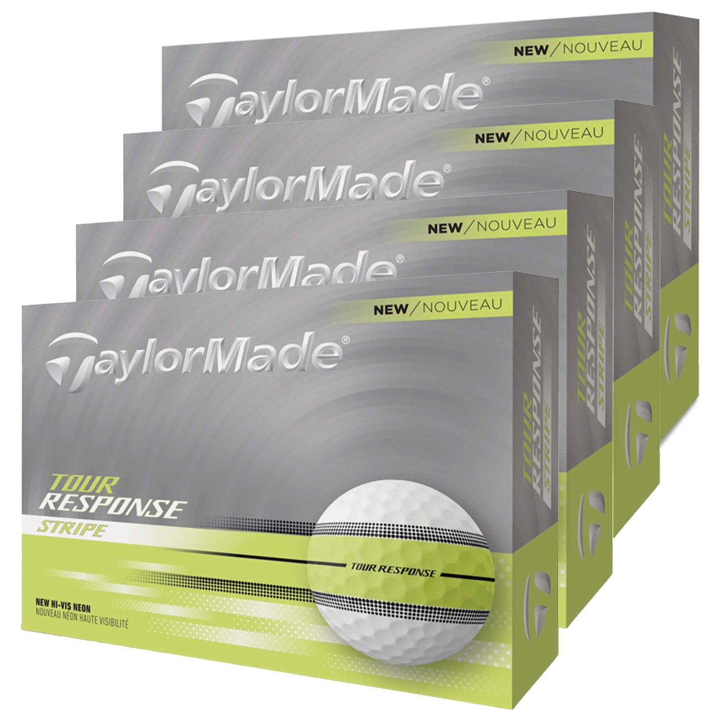 TaylorMade Tour Response Stripe Golf Balls - Neon Yellow - 4 For 3