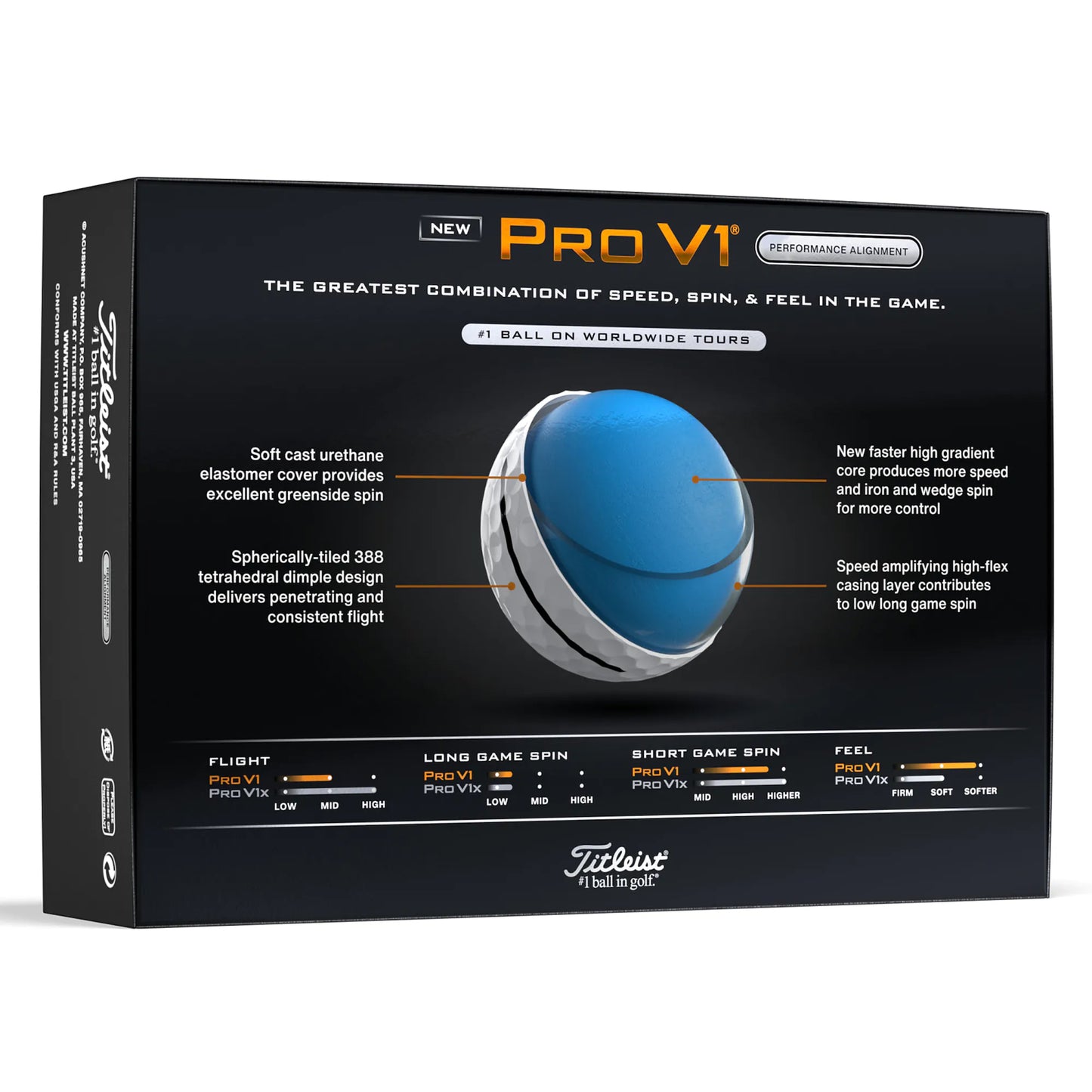 Titleist Pro V1 AIM Performance Alignment Golf Balls - Black