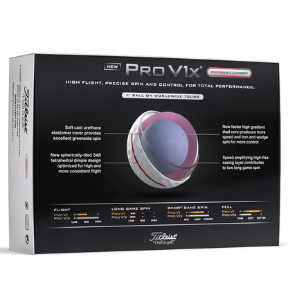 Titleist Pro V1x AIM Performance Alignment Golf Balls - Red