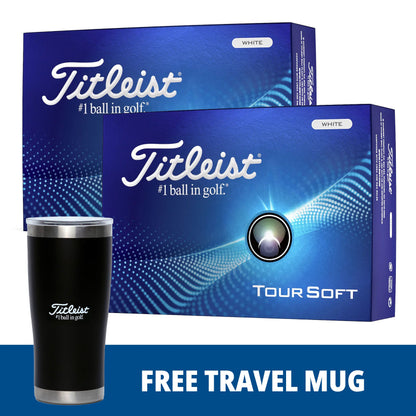 Titleist Tour Soft Golf Balls - 2 Dozen with Free Travel Mug